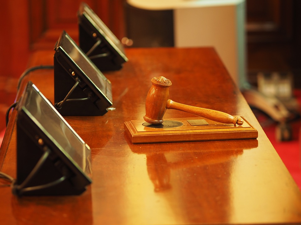Gavel on court table